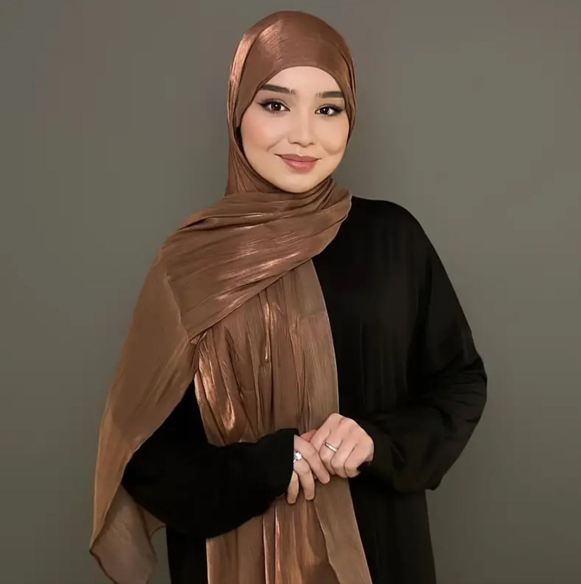 Coco Brown Organza Shimmer Hijab – The Pink Hijabi