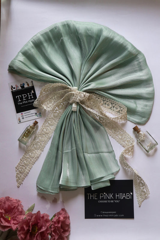 Pastel Green Organza Shimmer Hijab