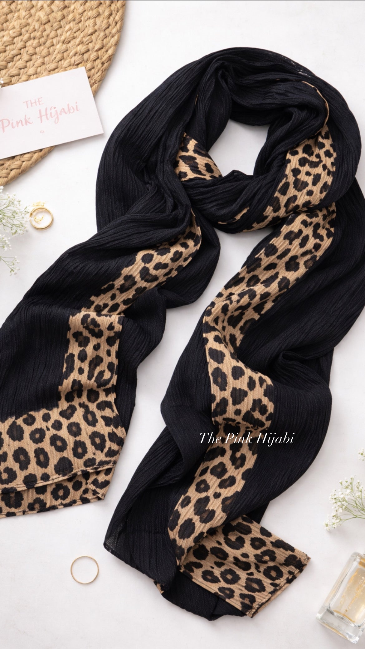 Cheetah Print Ribbed Chiffon Viscose Hijab | The Pink Hijabi