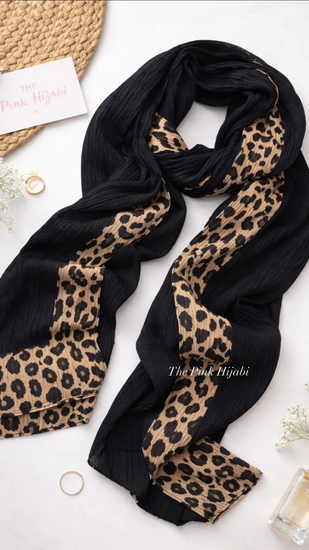 Cheetah Print Ribbed Chiffon Viscose Hijab | The Pink Hijabi
