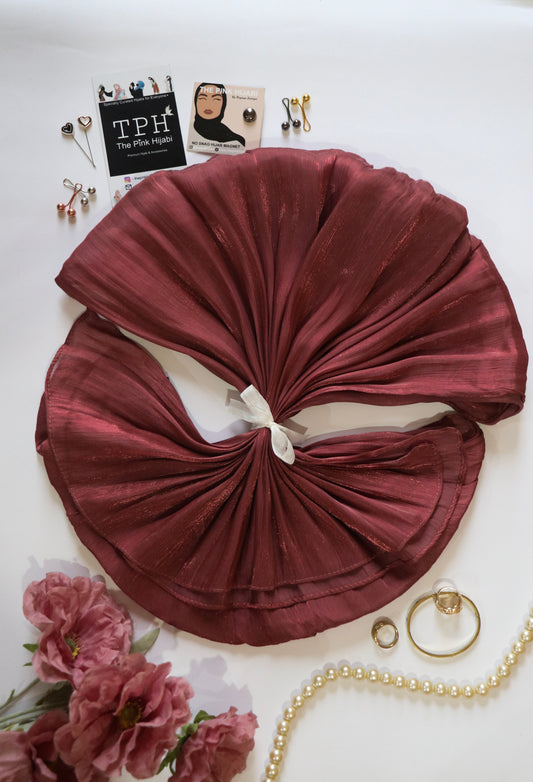 Red Organza Shimmer Hijab
