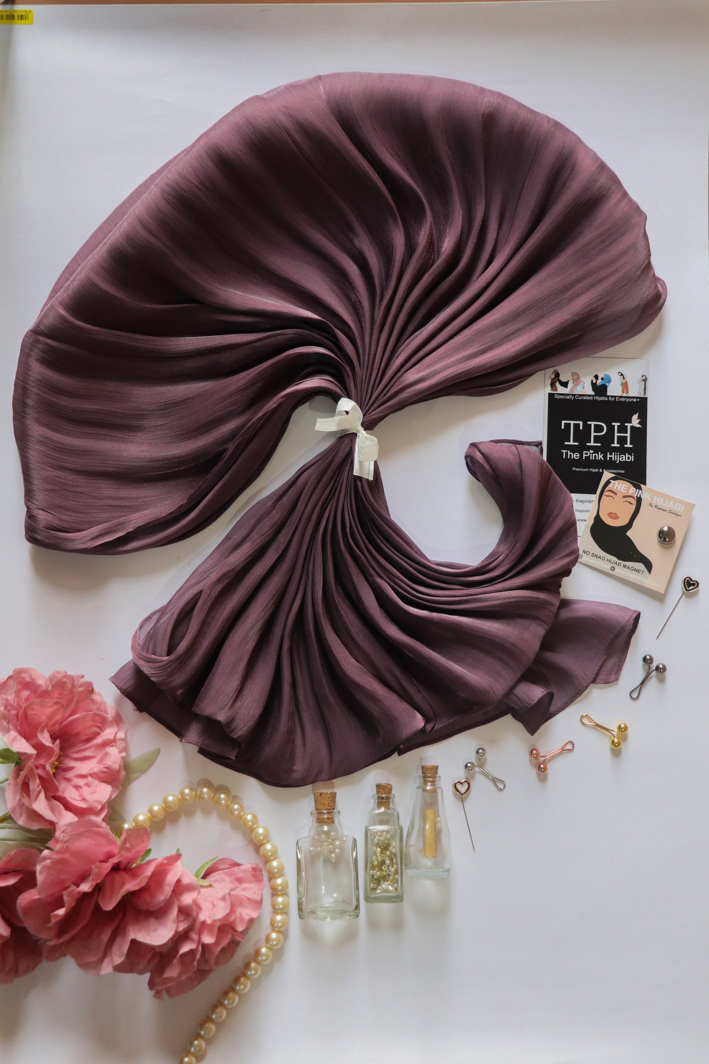Opera Mauve Organza Shimmer Hijab