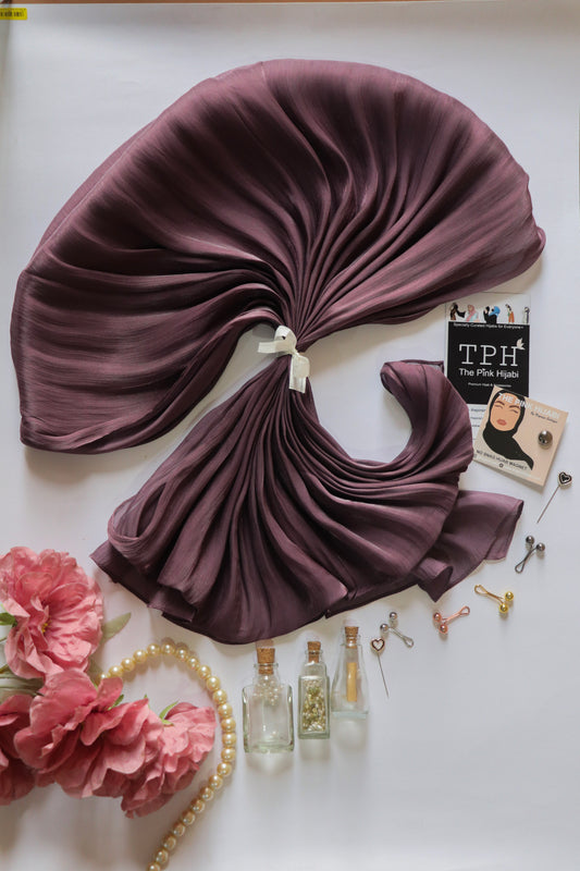 Opera Mauve Organza Shimmer Hijab
