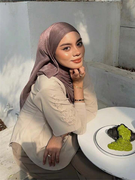 Opera Mauve Organza Shimmer Hijab