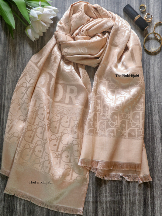 Beige luxury cashmere silk scarf – The Pink Hijabi