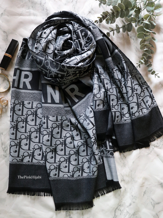 Black luxury cashmere silk scarf – The Pink Hijabi