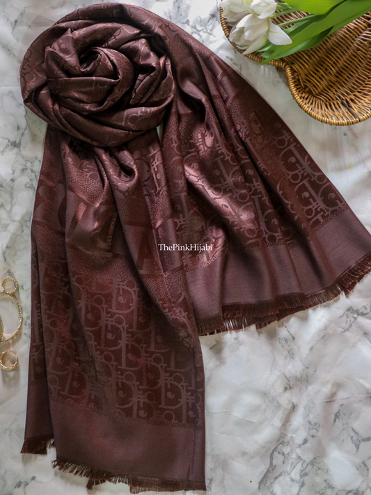 Brown luxury cashmere silk scarf – The Pink Hijabi