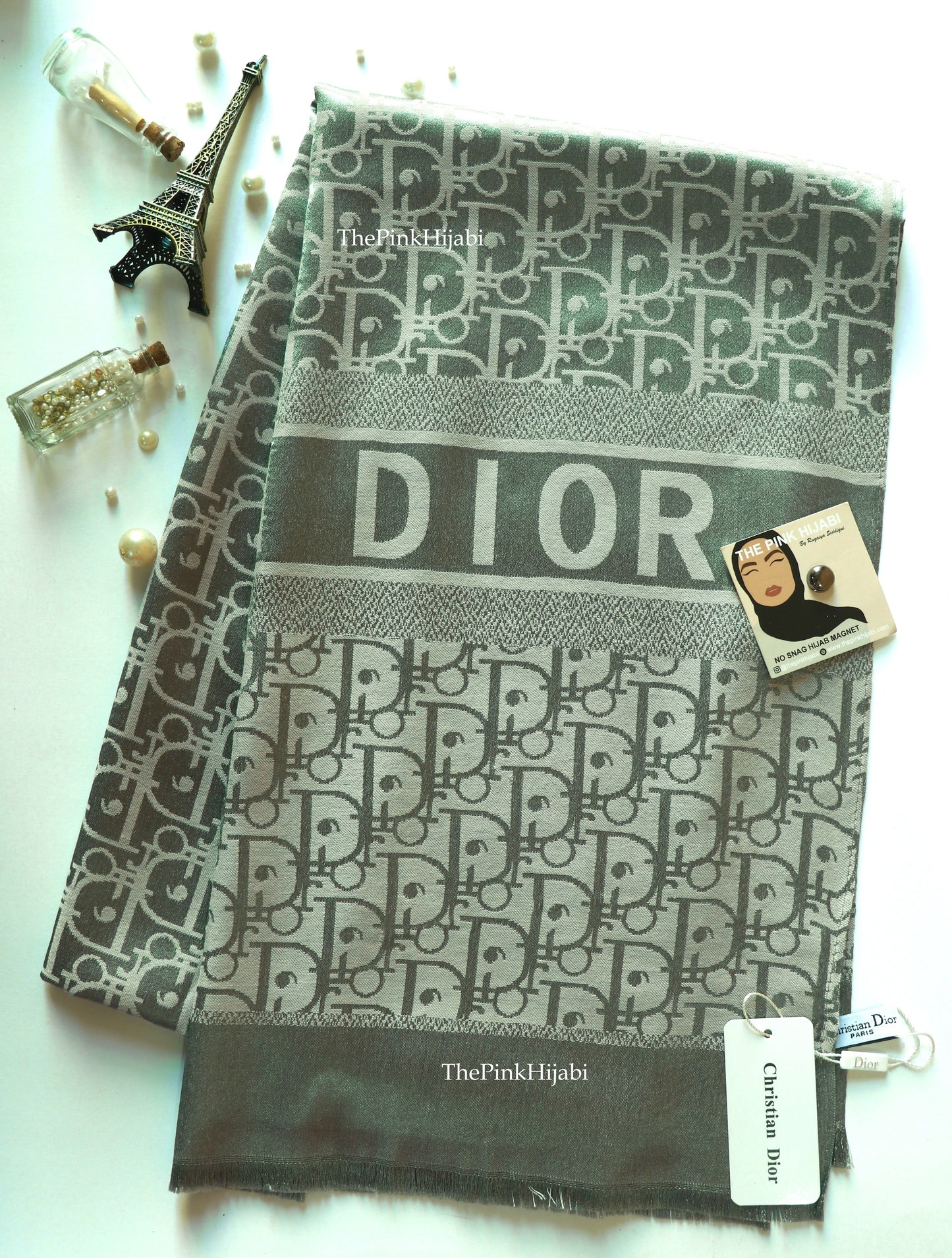 Silver luxury cashmere silk scarf – The Pink Hijabi