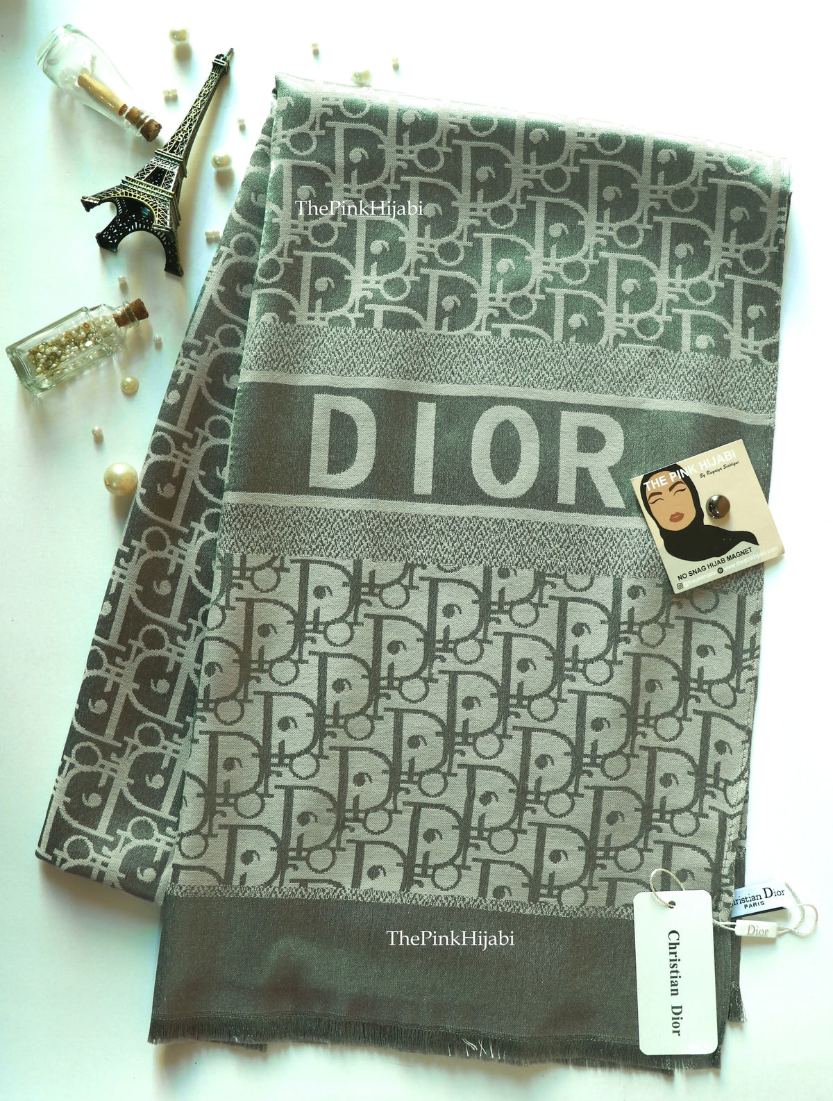 Silver luxury cashmere silk scarf – The Pink Hijabi