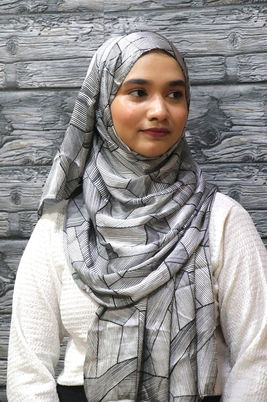 Vintage Printed Satin Hijab