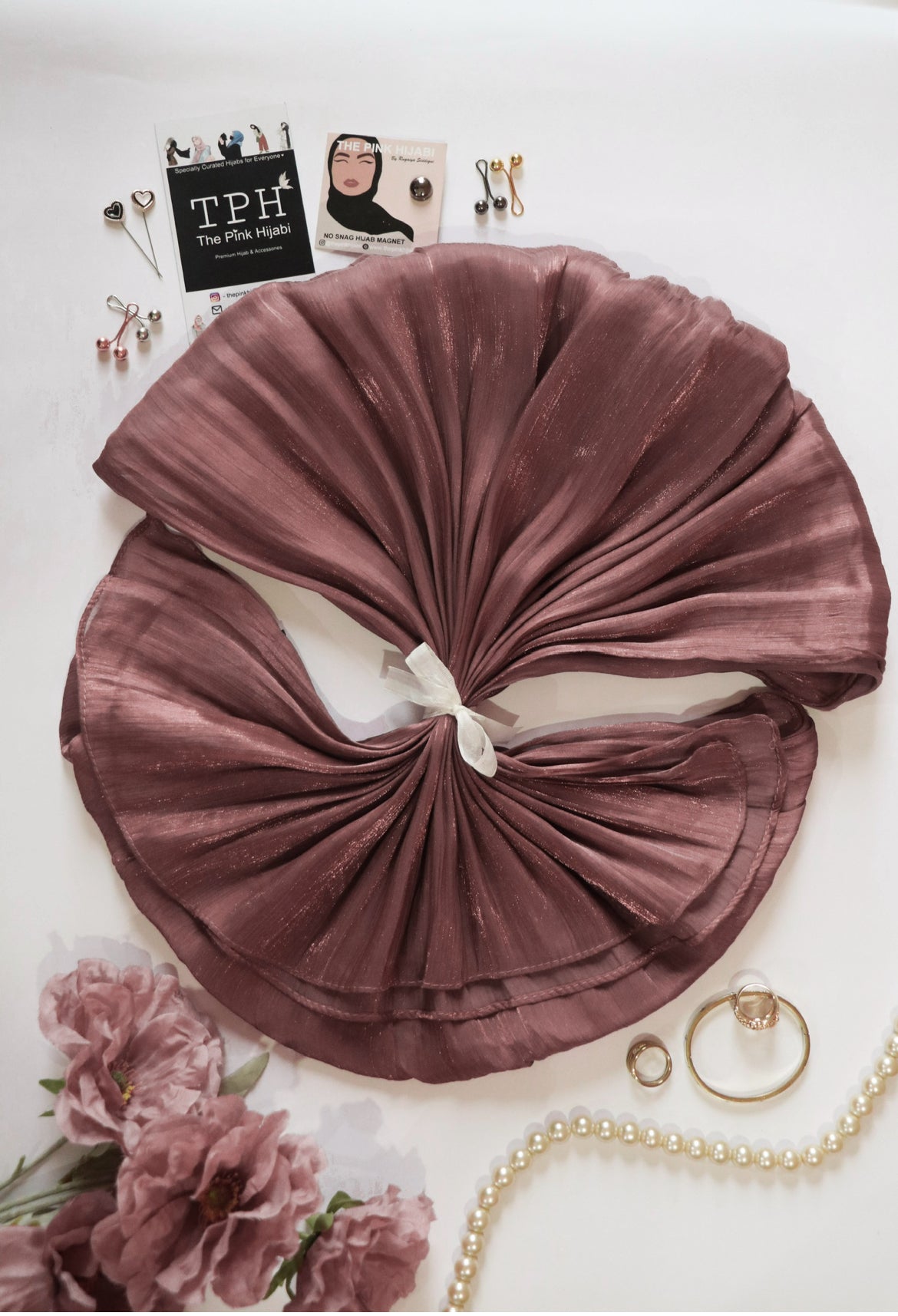 Red Organza Shimmer Hijab