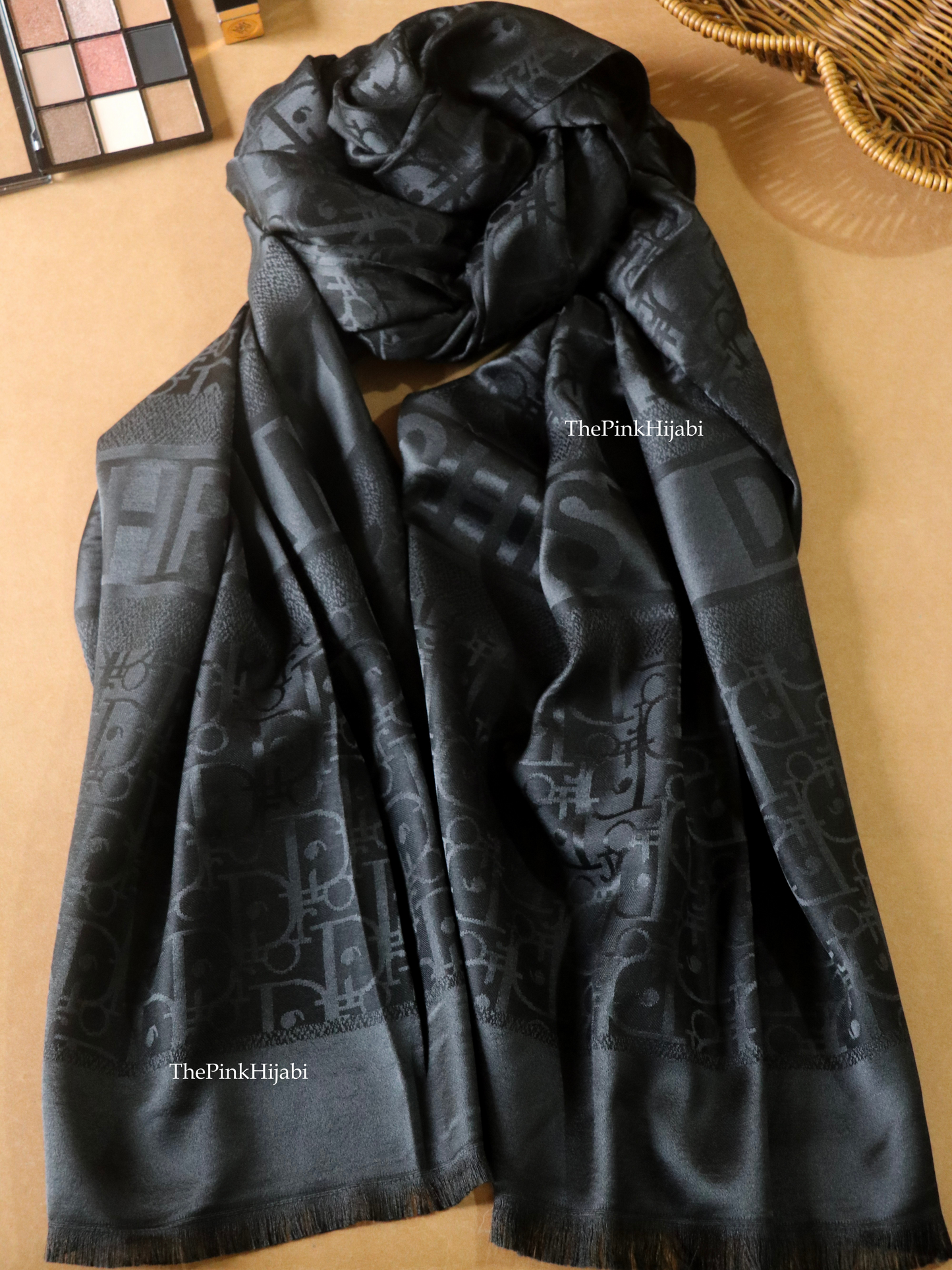 Black luxury cashmere silk scarf – The Pink Hijabi