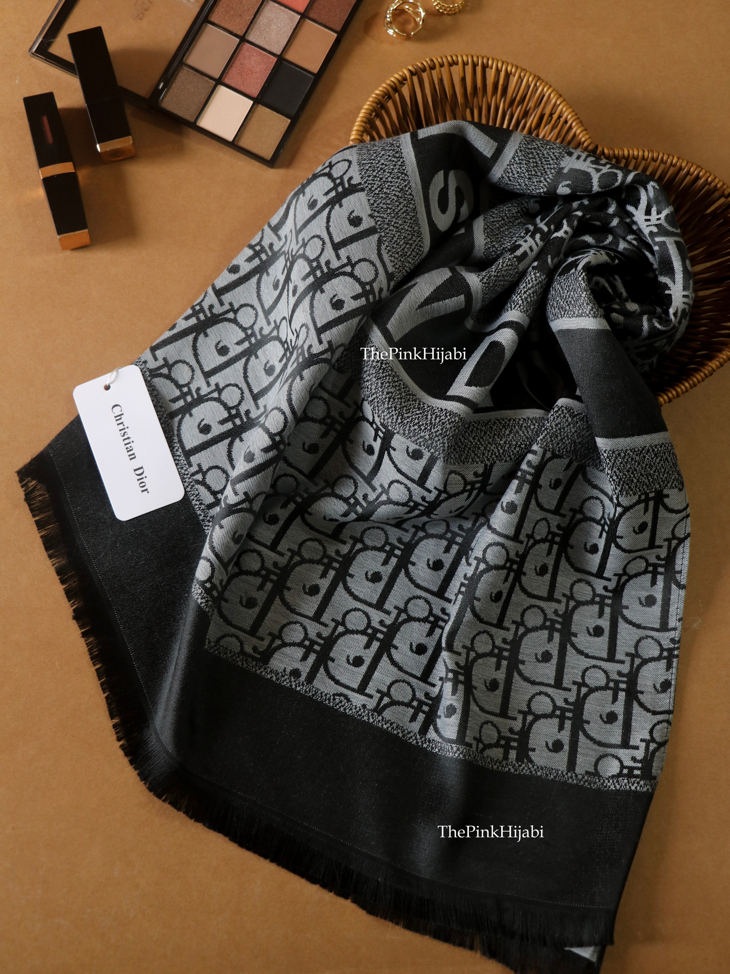 Black Luxury Cashmere Silk Scarf | Designer-Inspired