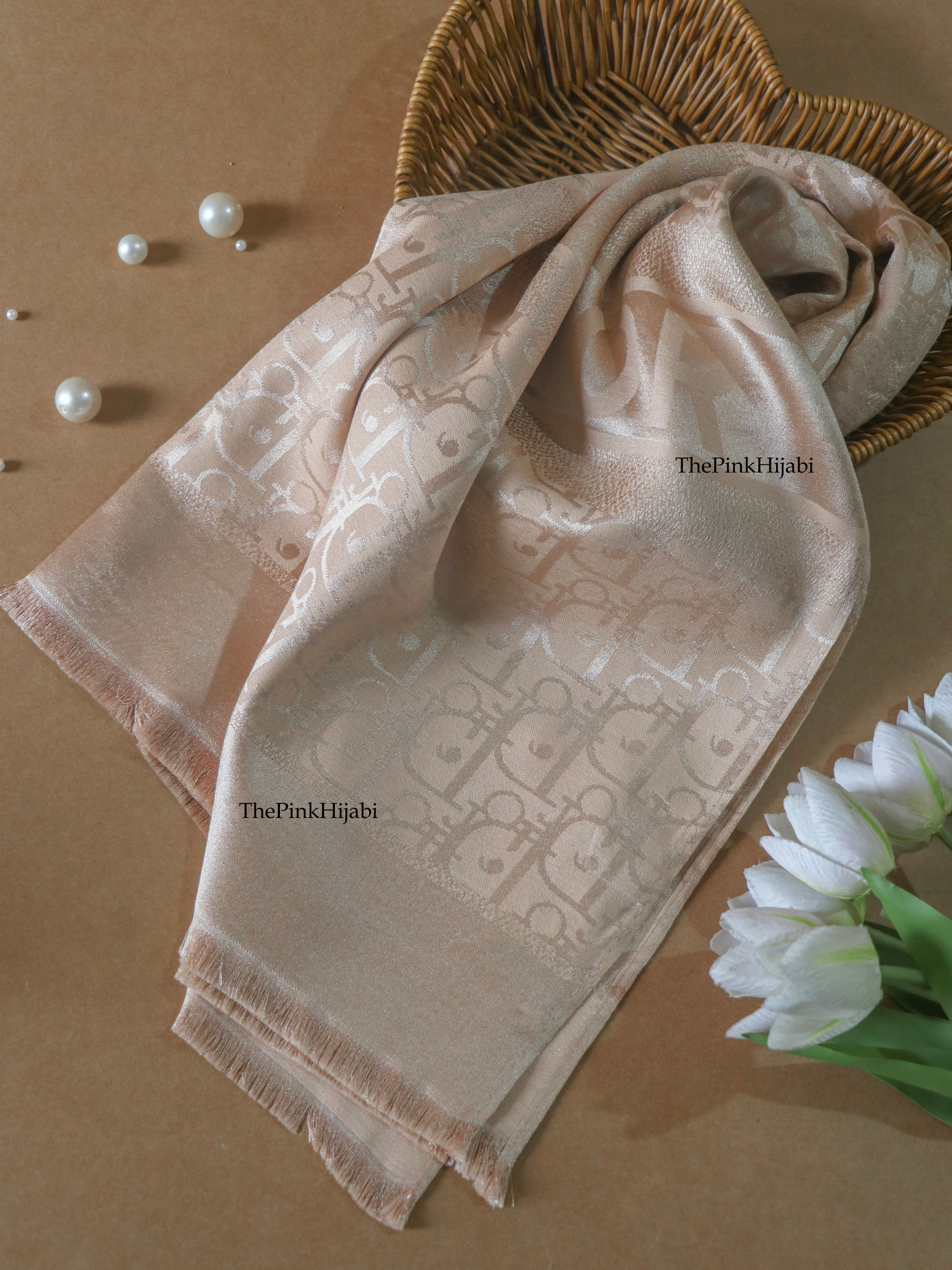 Beige luxury cashmere silk scarf – The Pink Hijabi