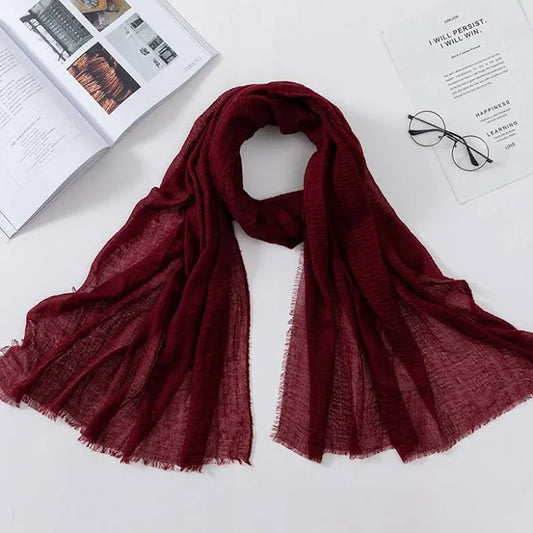 RED CRINKLED COTTON HIJAB