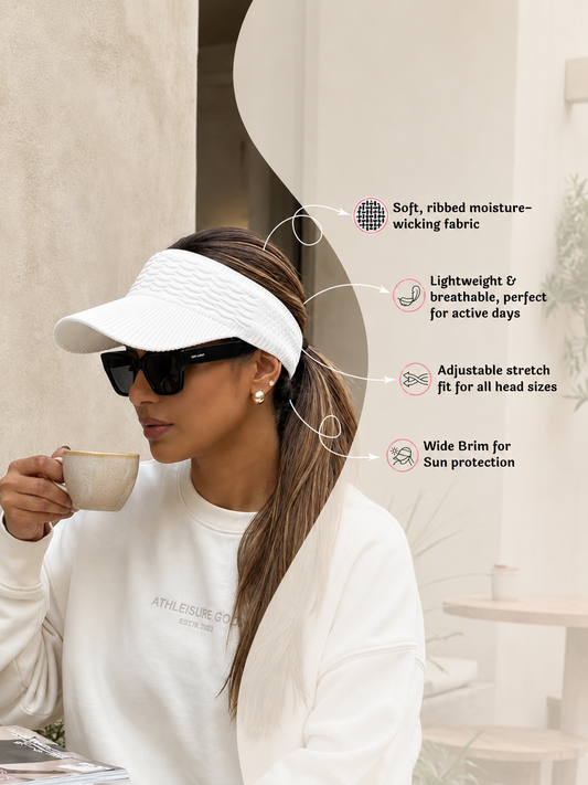 Premium Sports Visor Hijab Cap White| The Pink Hijabi