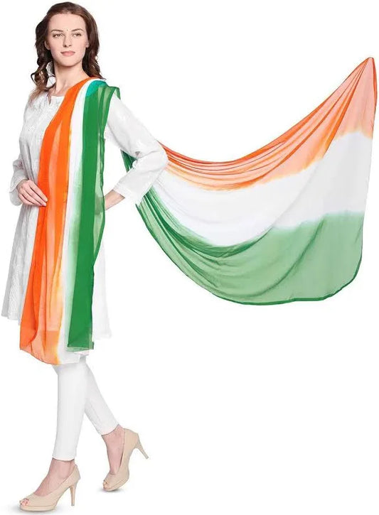 Tri Colour Chiffon Dupatta