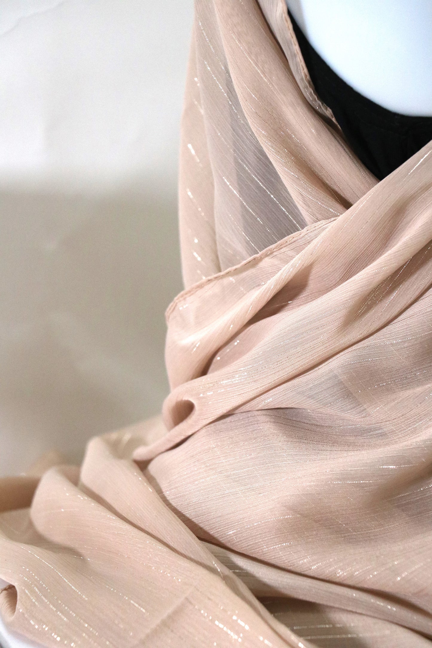 NUDE METALLIC CHIFFON HIJAB