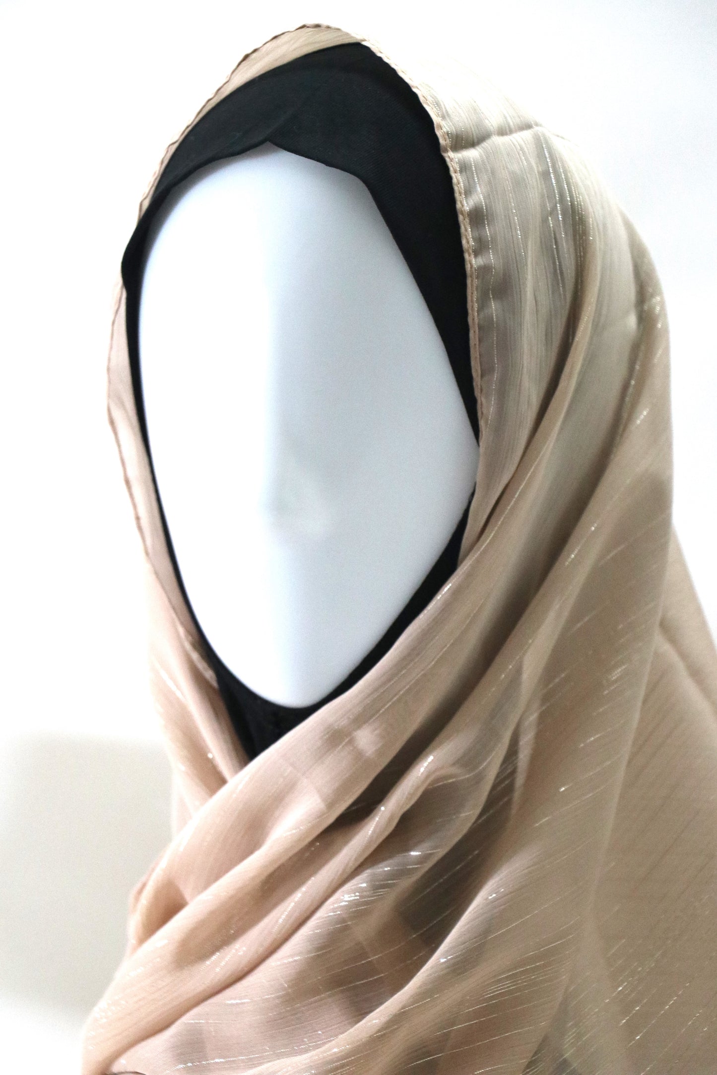 NUDE METALLIC CHIFFON HIJAB