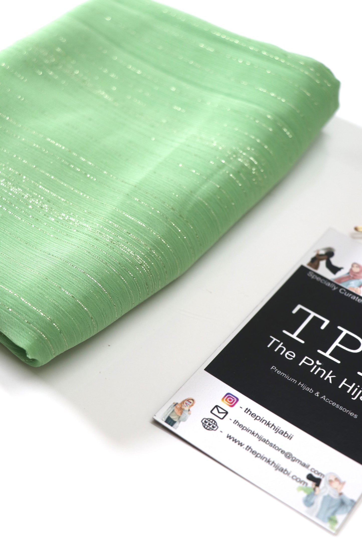 PASTEL GREEN METALLIC CHIFFON HIJAB