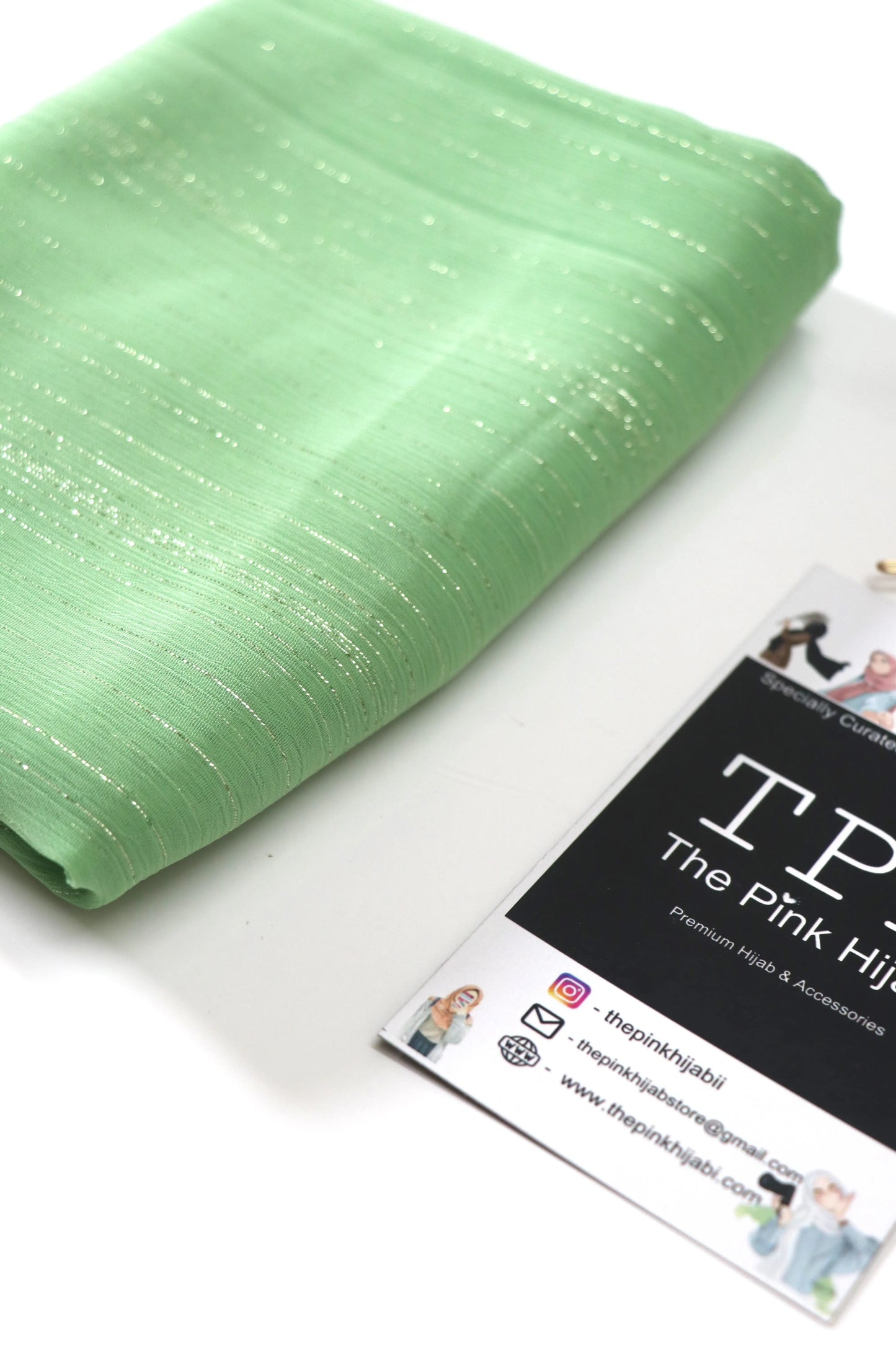 PASTEL GREEN METALLIC CHIFFON HIJAB