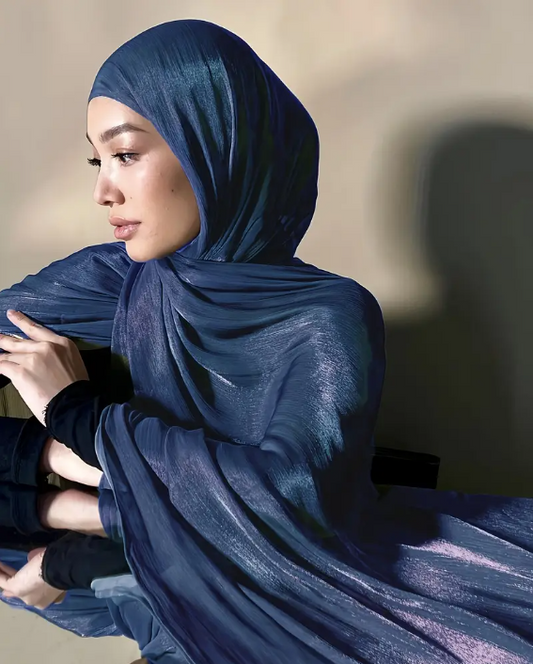 Blue Organza Shimmer Hijab