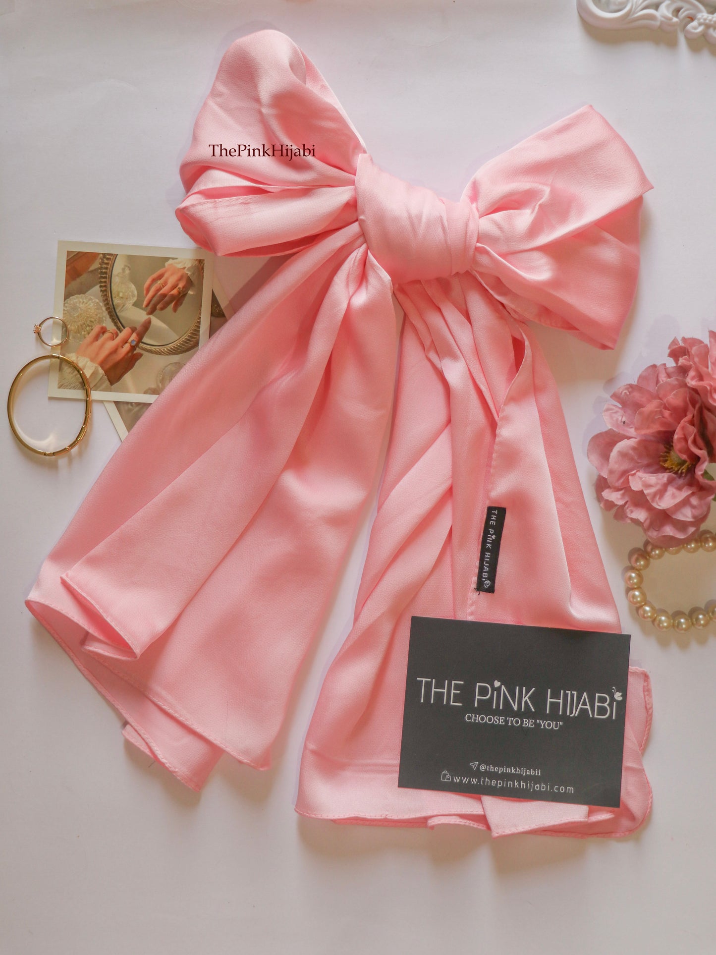 Bubble Satin Hijab in pink – Premium Non-Slippery Satin Scarf