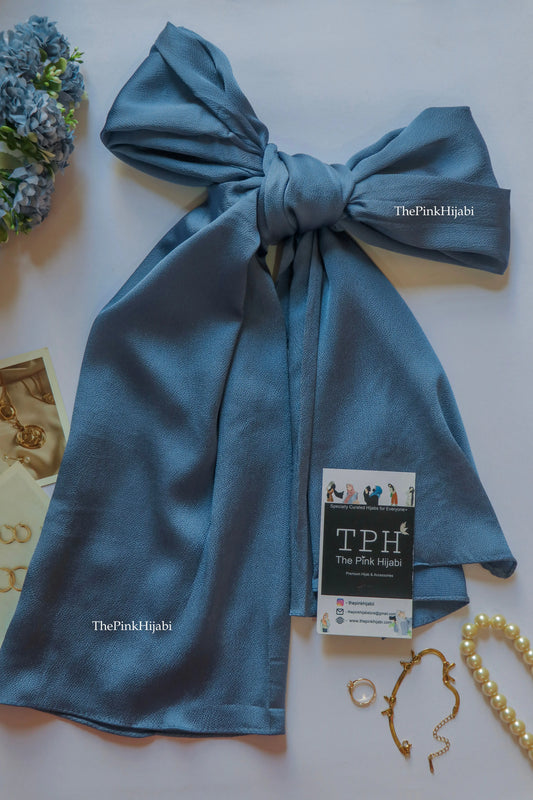 Bubble Satin Hijab in Blue – Premium Non-Slippery Satin Scarf