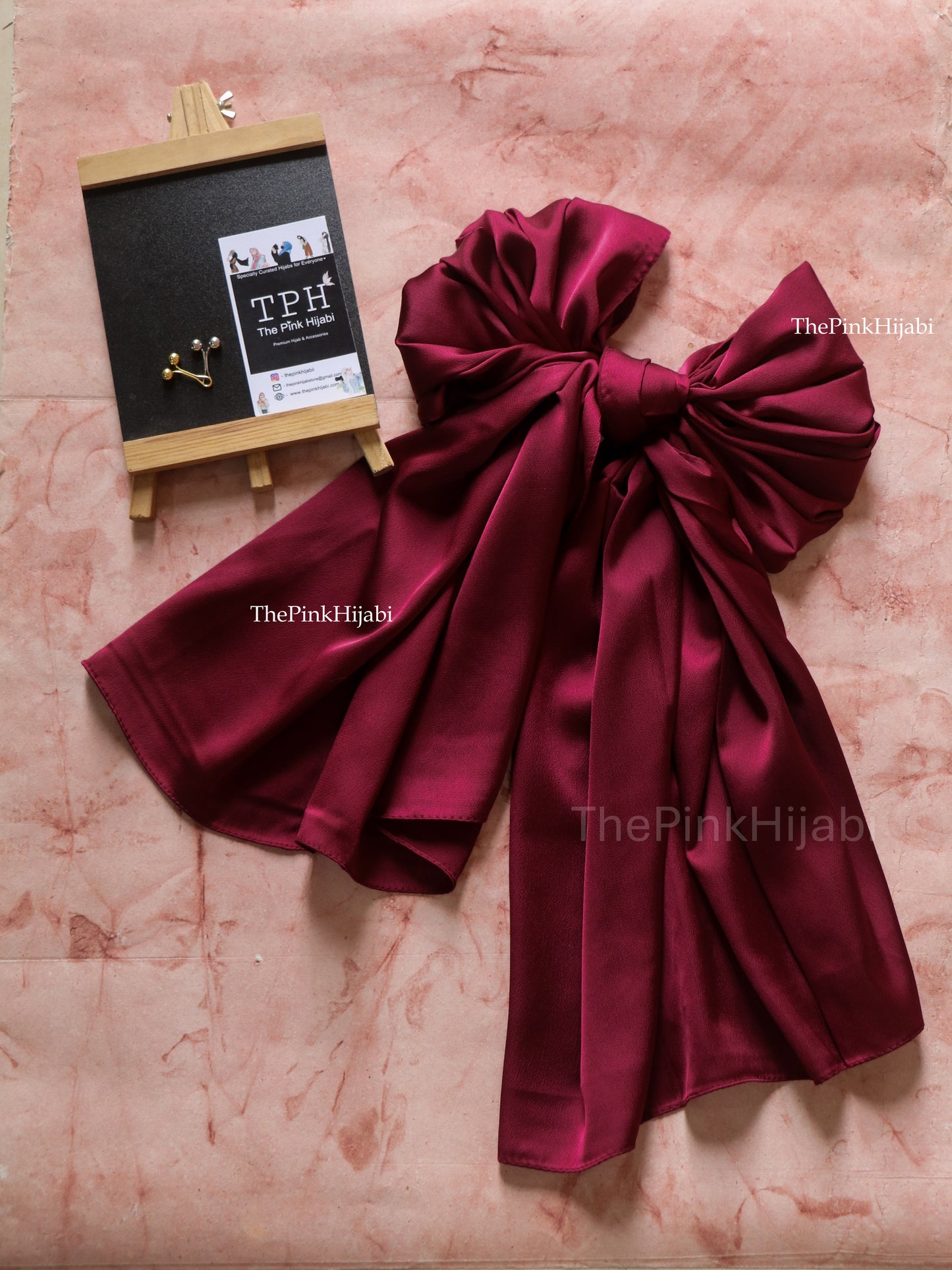 Bubble Satin Hijab in Red – Premium Non-Slippery Satin Scarf