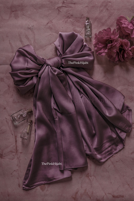 Bubble Satin Hijab in Purple – Premium Non-Slippery Satin Scarf