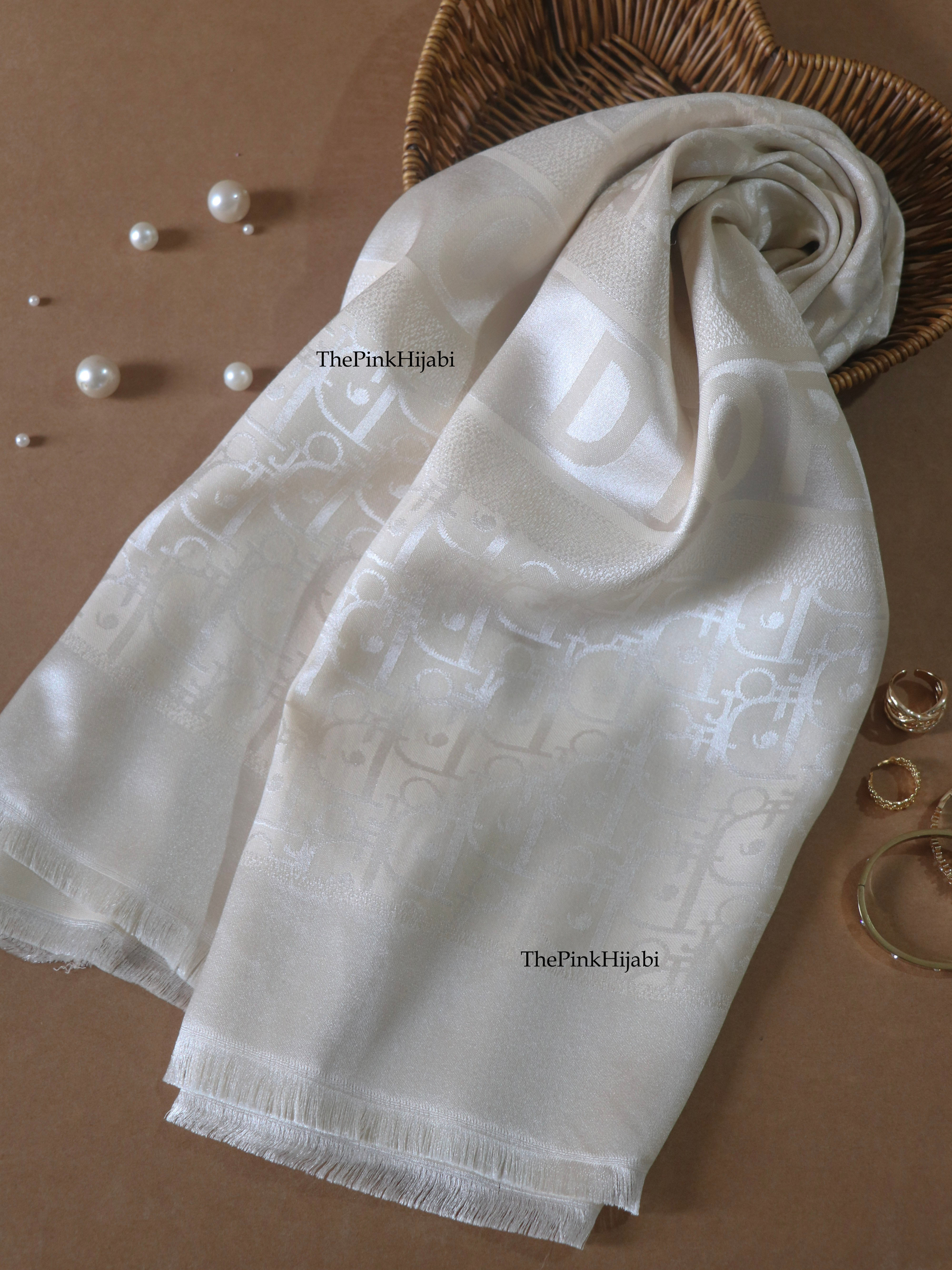 White Luxury Cashmere Silk Scarf | Designer-Inspired