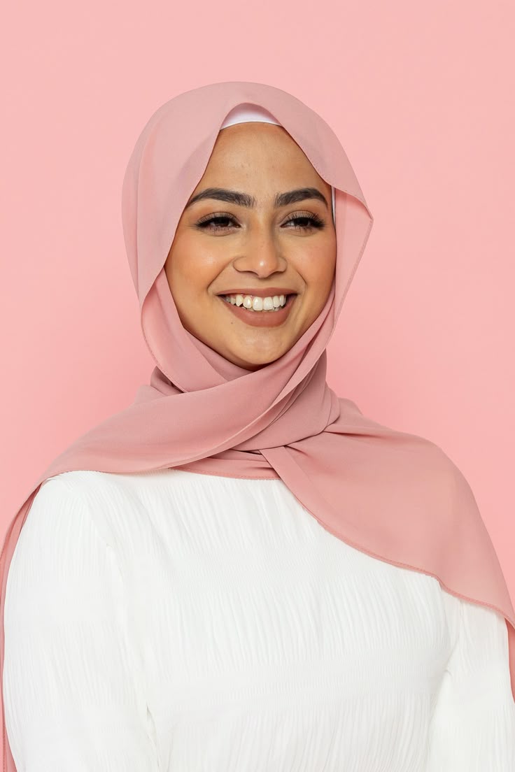 BIG SIZE PINK CHIFFON HIJAB