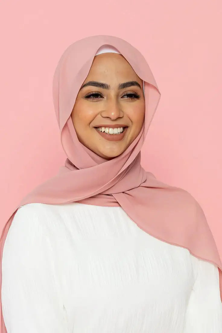BIG SIZE PINK CHIFFON HIJAB