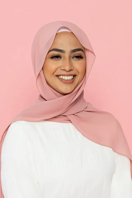 BIG SIZE PINK CHIFFON HIJAB