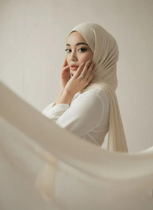 BIG SIZE BEIGE CHIFFON HIJAB
