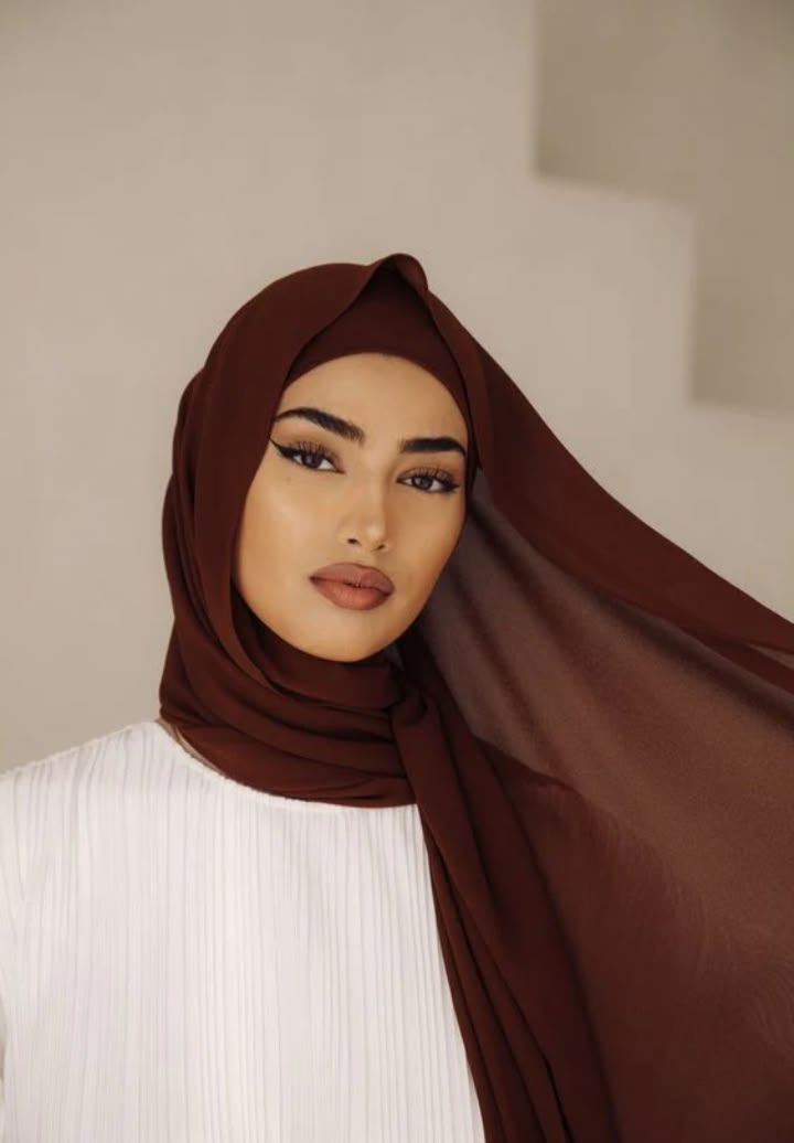 BIG SIZE BROWN CHIFFON HIJAB