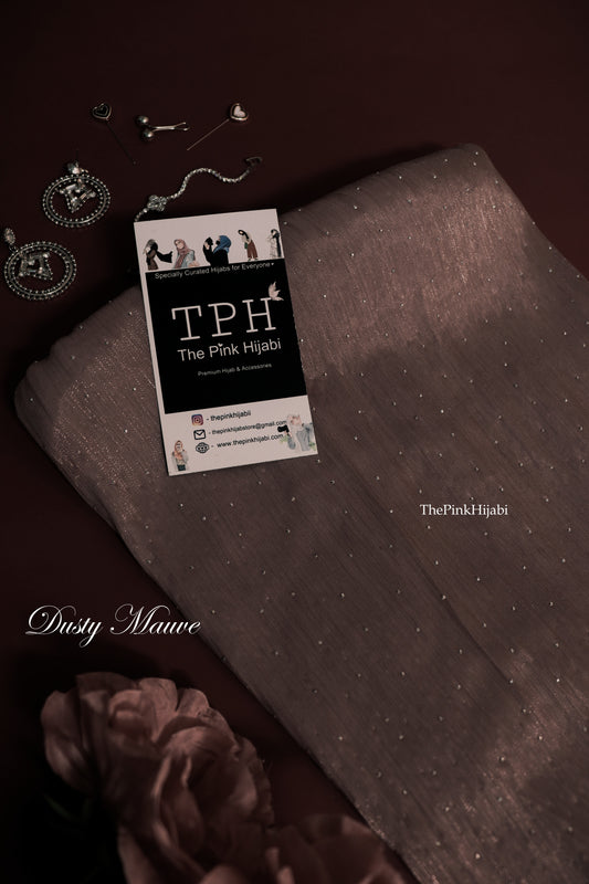 Diamond Organza Hijab – Dusty Mauve | Party Wear Shimmer Scarf