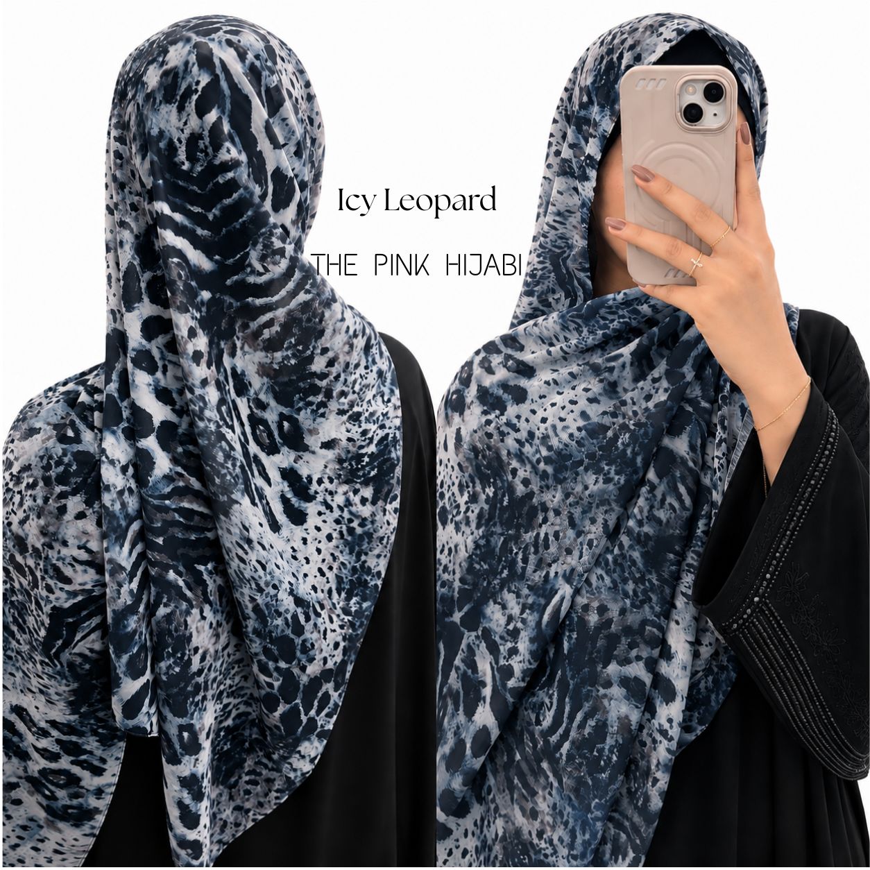 Icy Leopard Animal Print Scarves | The Pink Hijabi