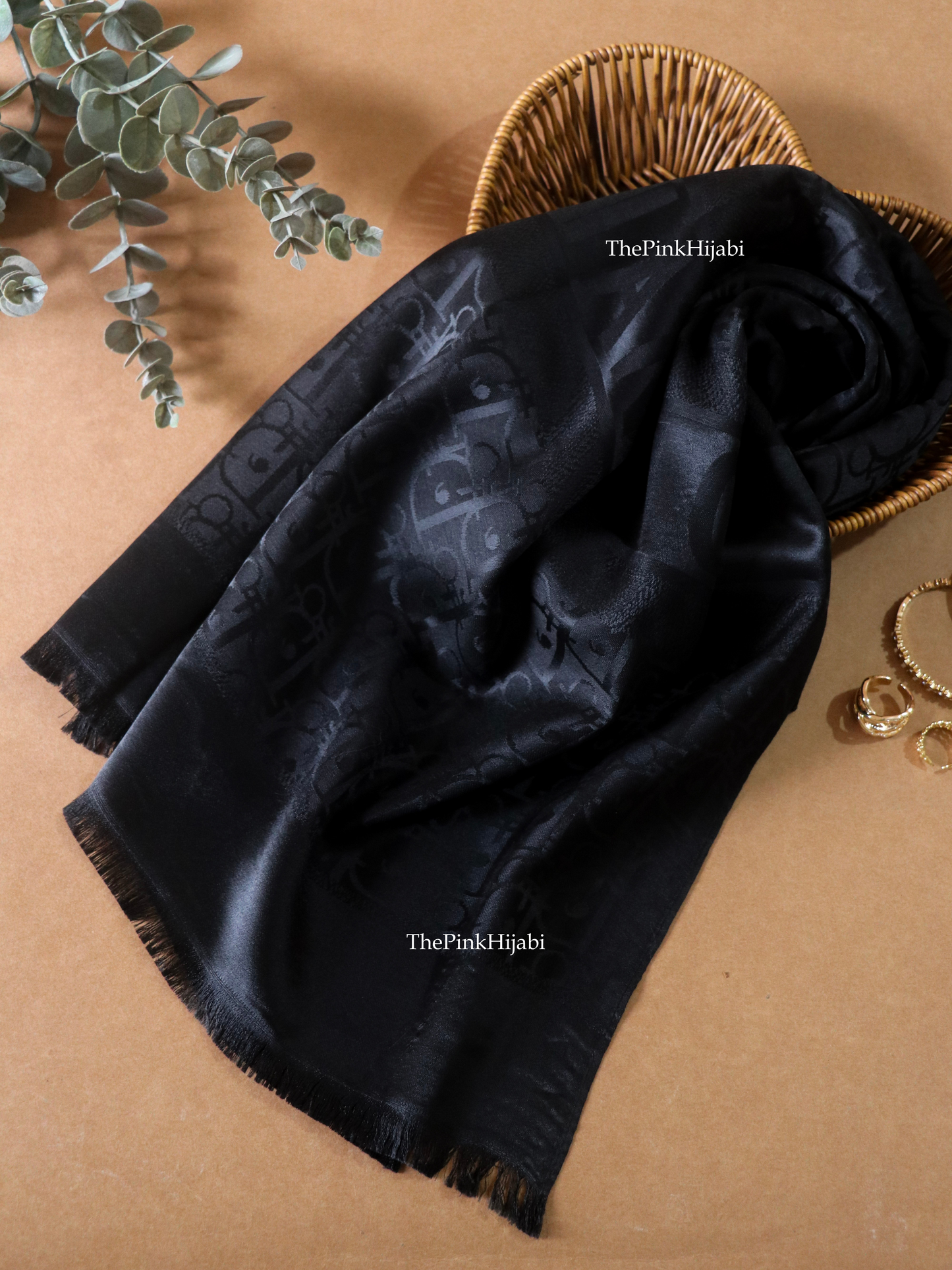 Black luxury cashmere silk scarf – The Pink Hijabi