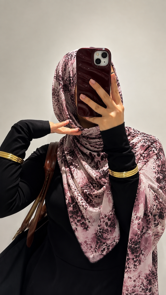 Mauve Spots Animal Print Scarves | The Pink Hijabi