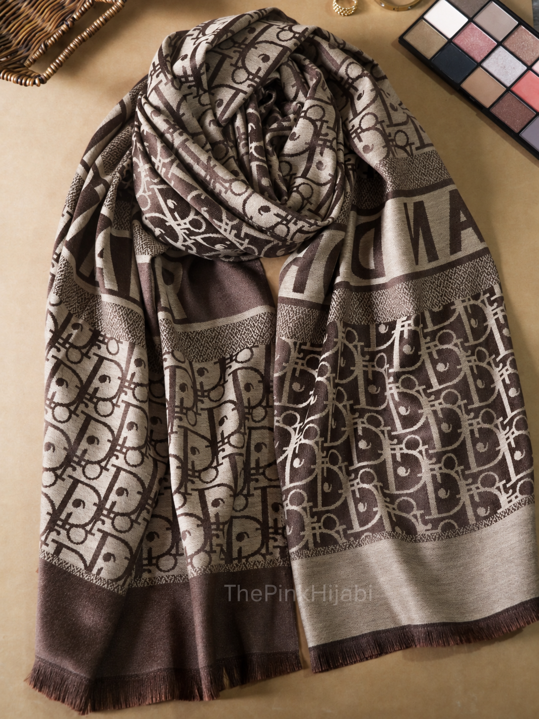 Brown luxury cashmere silk scarf – The Pink Hijabi