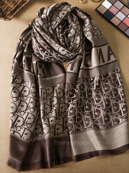 Brown luxury cashmere silk scarf – The Pink Hijabi