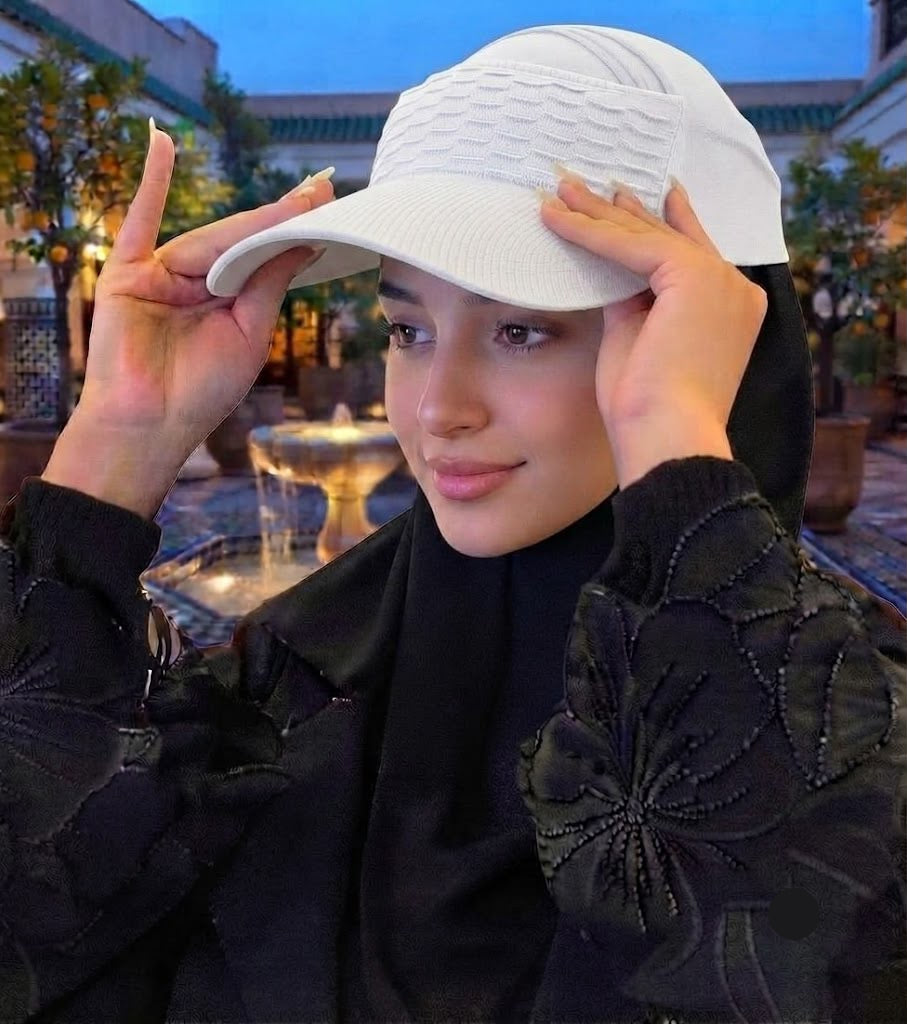 Premium Sports Visor Hijab Cap White| The Pink Hijabi